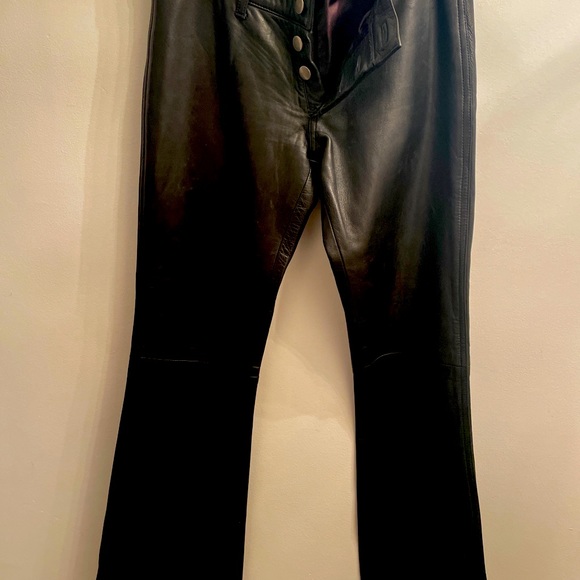 HOT, SEXY, BARNEYS NEW YORK ORIGINAL LEATHER super low rise button front flare - Picture 5 of 12